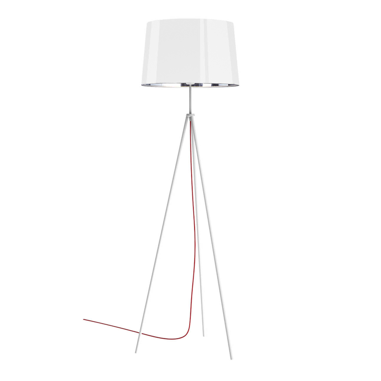 Aluminor Tropic lámpara de pie blanca, cable rojo