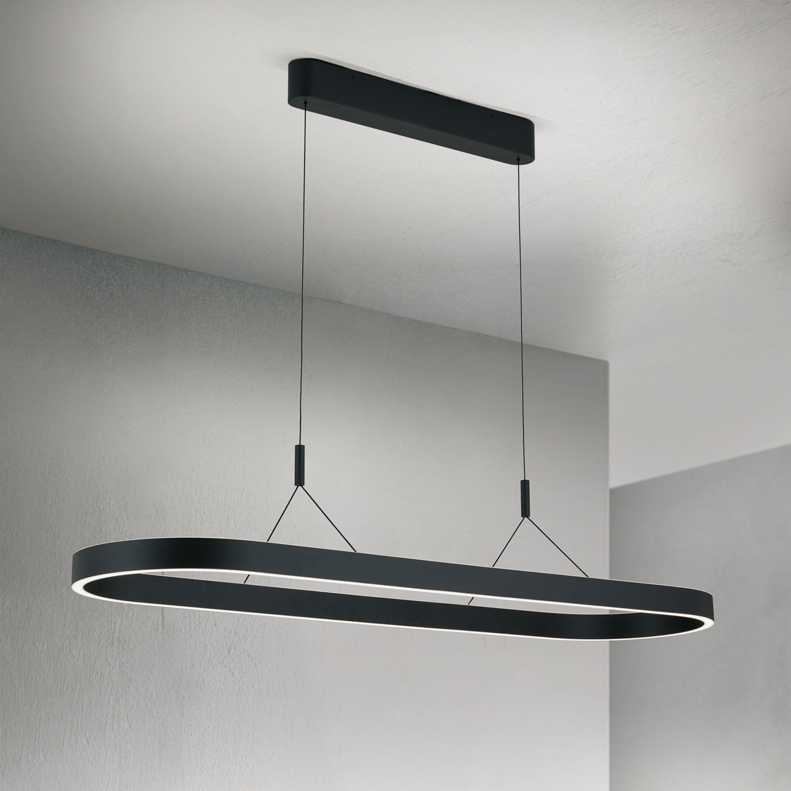 Lampada LED a sospensione Carrara, nera, regolabile in altezza, CCT