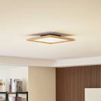 Lucande Joren LED plafondlamp hoekig hout 42 cm