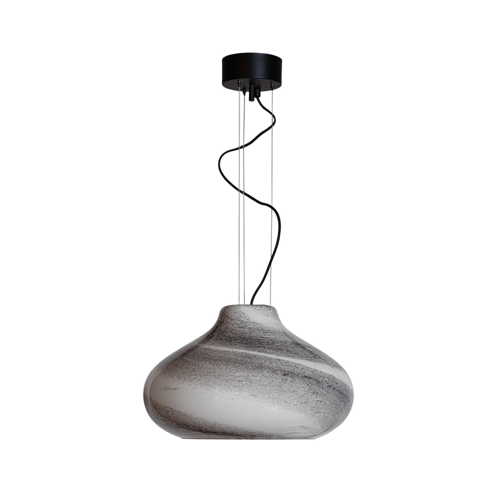 By Rydéns Mira pendant light, black, Ø 45 cm, glass