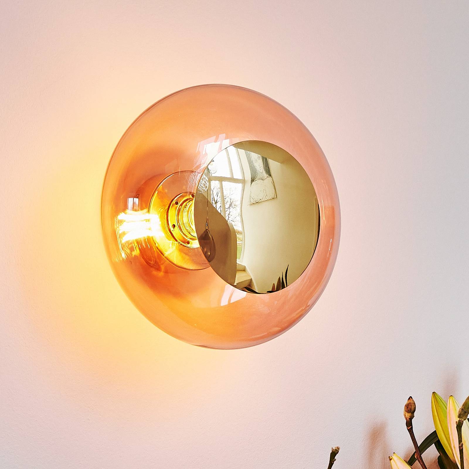 Applique murale EBB & FLOW Horizon Surface, rose, verre, Ø 29 cm