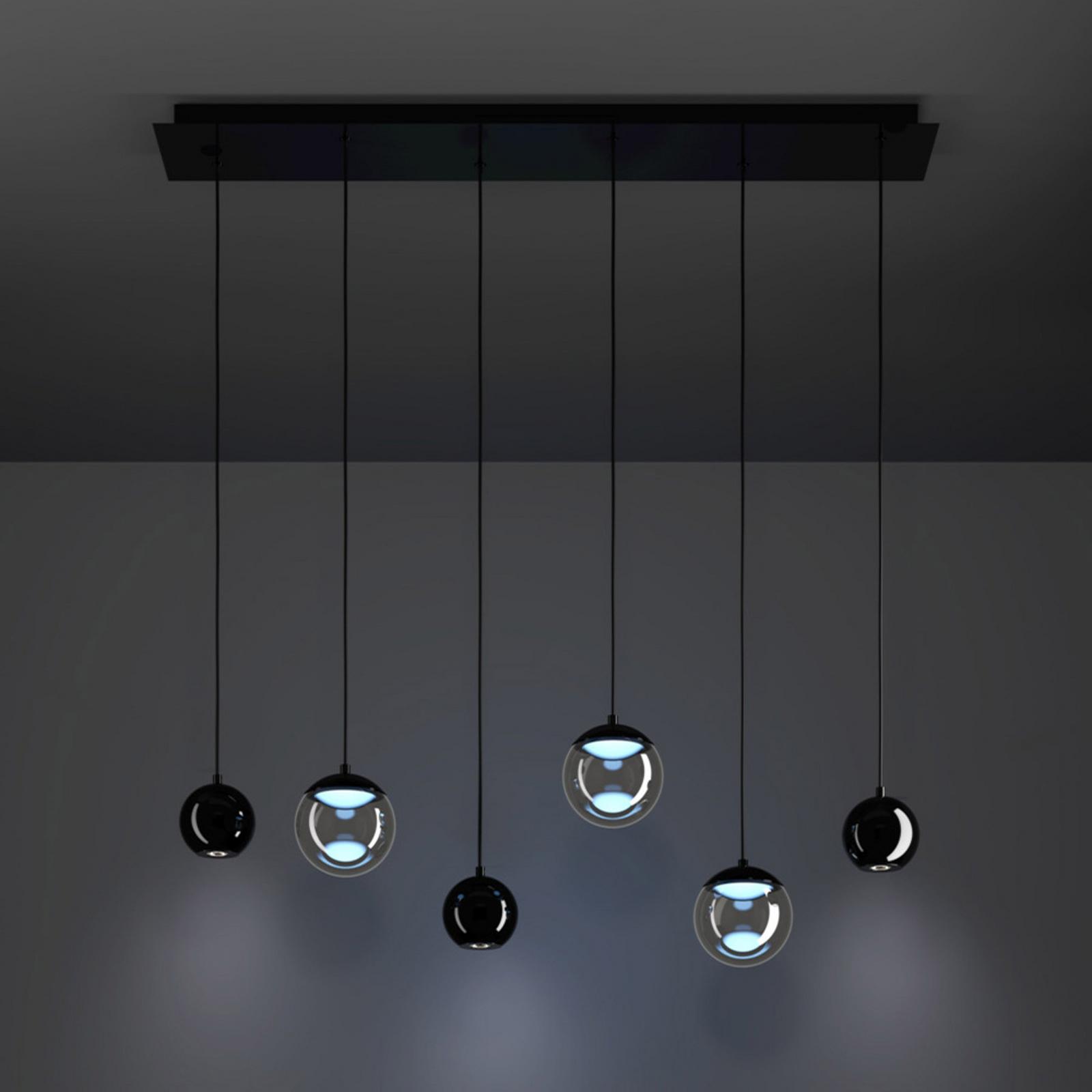 Lampada LED a sospensione Stars of Light ANORIAS, nera, 100 cm, a 6 luci Lampada LED a sospensione Stars of Light ANORIAS, nera, 100 cm, a 6 luci