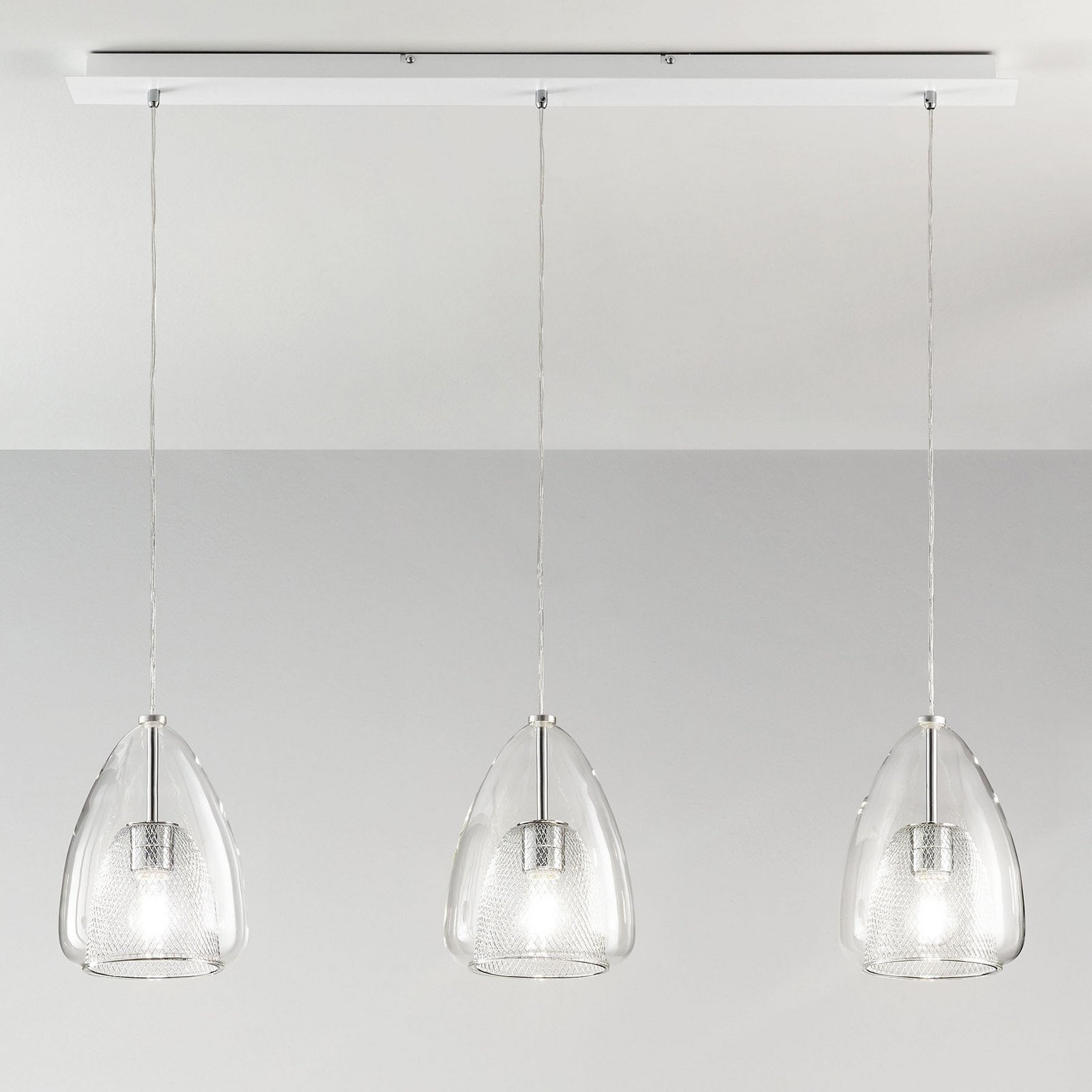 Fabas Luce Lampă suspendată Britton 3 becuri transparent - Camera de zi / sufragerie - design - transparent crom - Sticlă