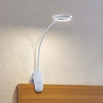 Prios lampe à pince LED Harumi, blanc, batterie, USB, 51 cm de haut