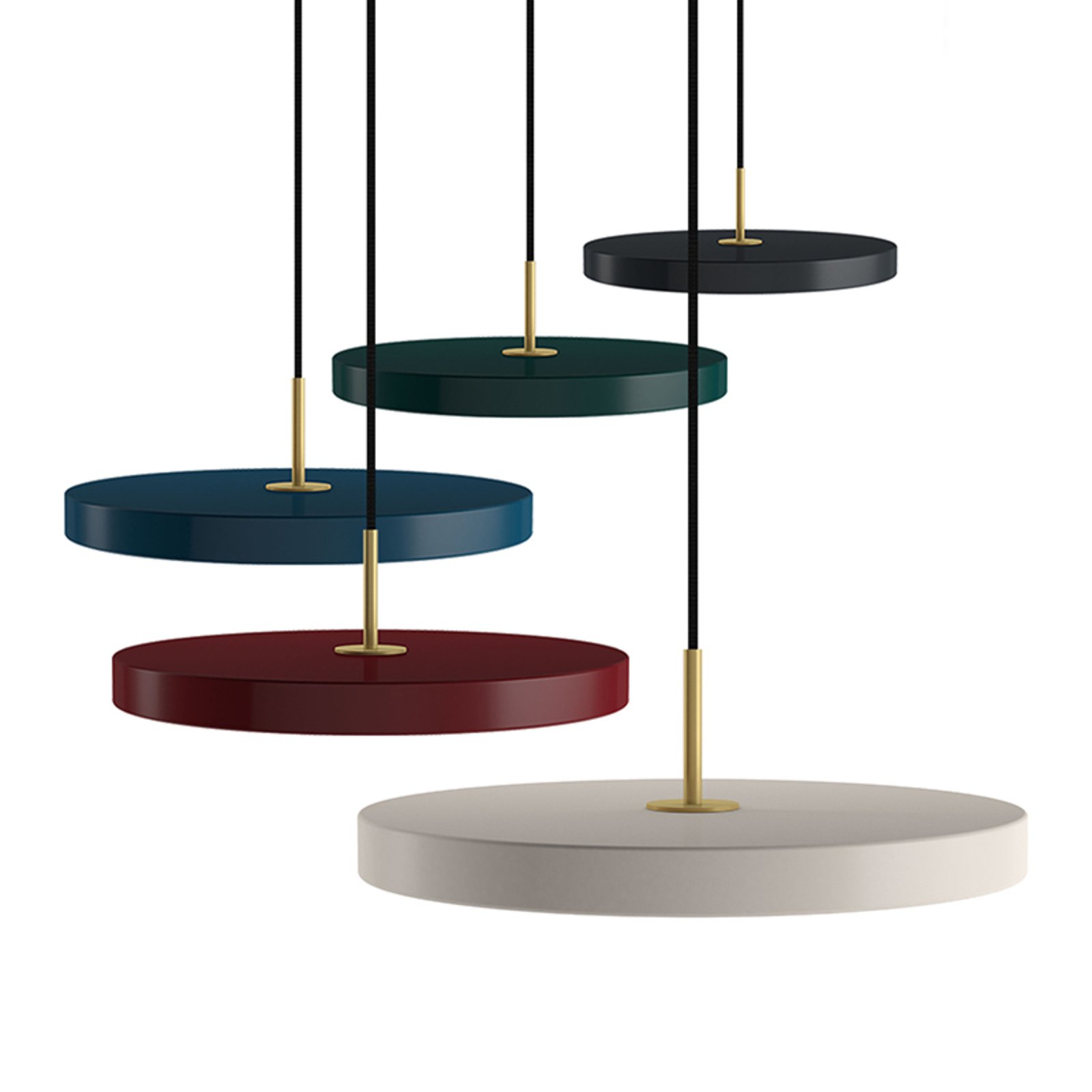 UMAGE Asteria mini hanging light brass petrol blue