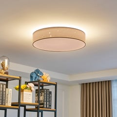 Lindby LED-kattovalaisin Ellamina, Ø 60 cm, valkoinen, tekstiili