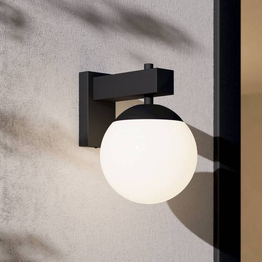 Bufalata outdoor wall light black opal white glass | Lights.co.uk