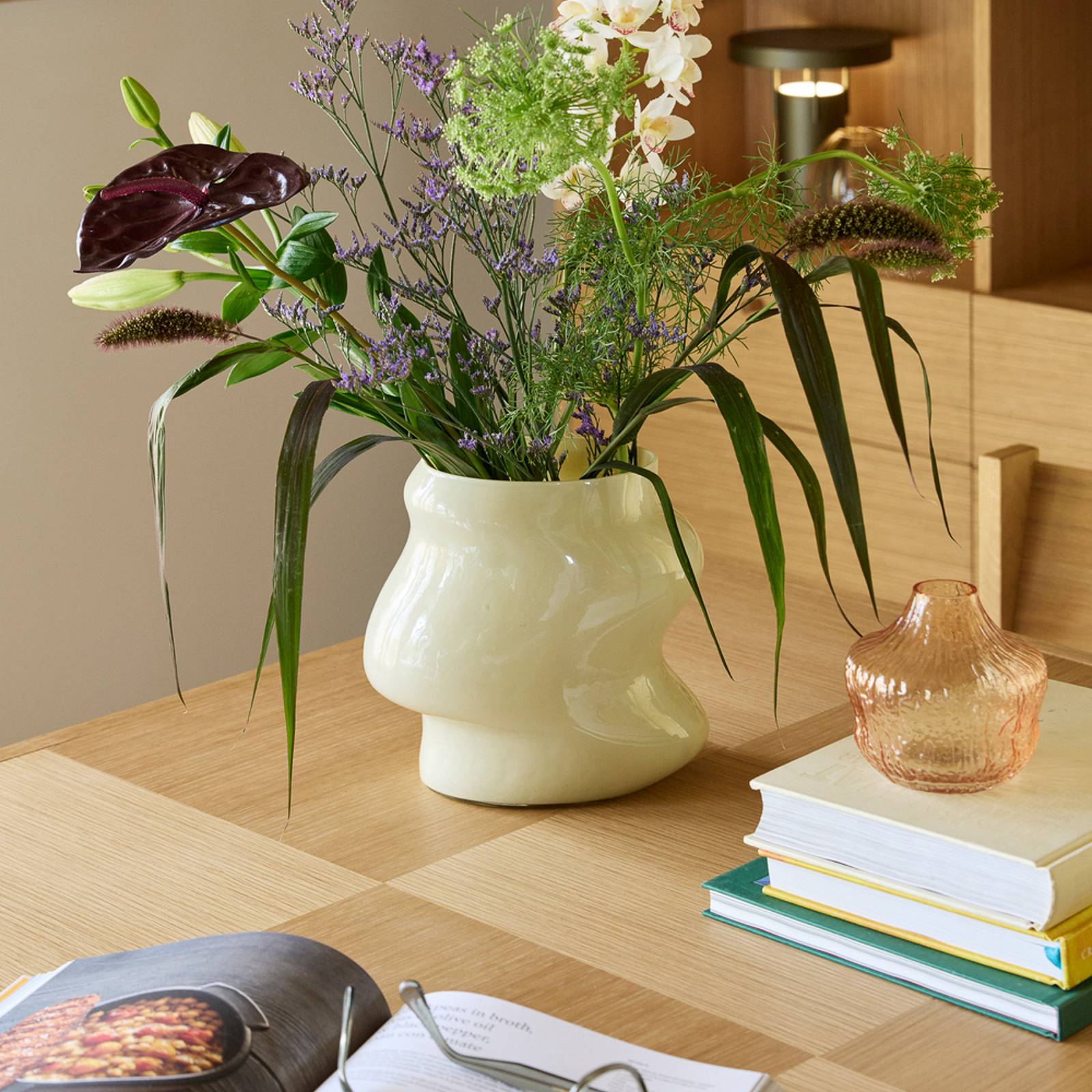 Hübsch Lote vase, sand-coloured, height 20 cm, glass