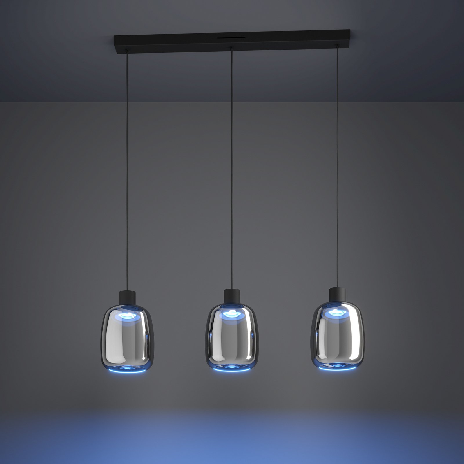 EGLO connect LED-Hängelampe Molochio-Z, 3-fl., schwarz, klar EGLO connect LED-Hängelampe Molochio-Z, 3-fl., schwarz, klar