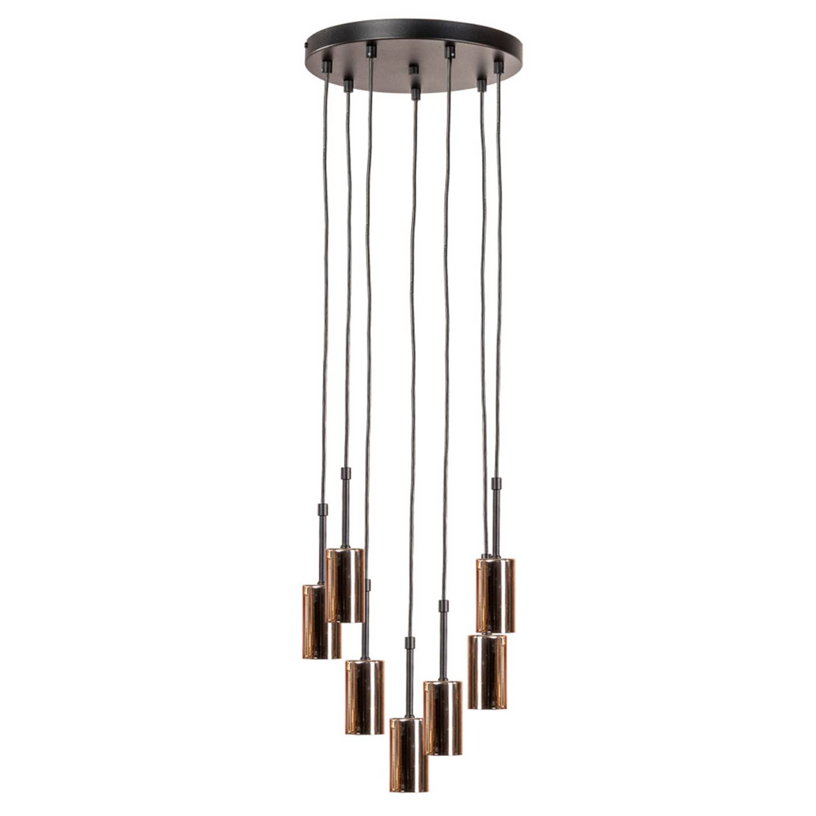 Suspension Orbit noire/dorée à sept lampes