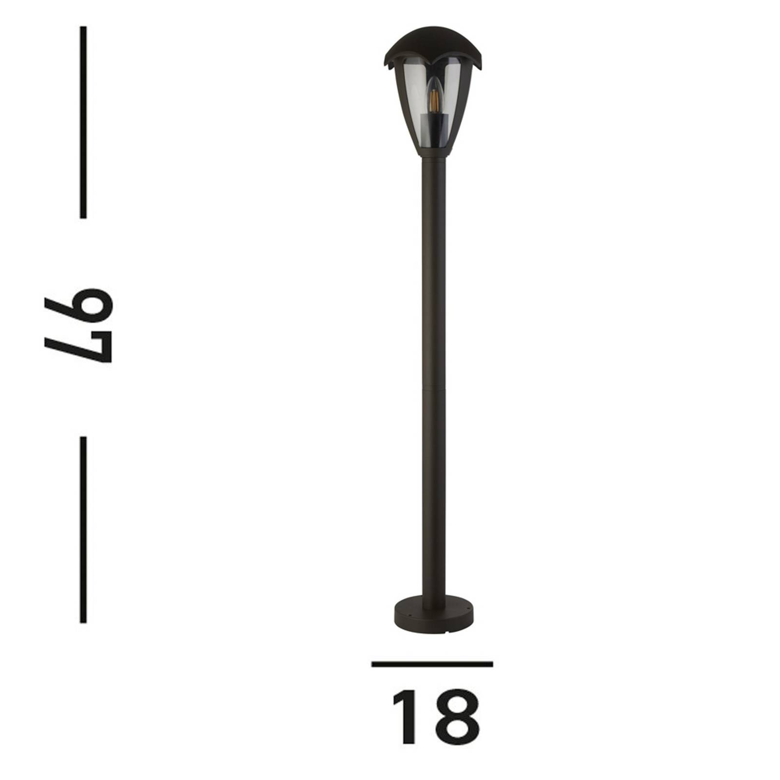Słupek oświetleniowy Bluebell, IP44, czarny, wysokość 97 cm, metalowy