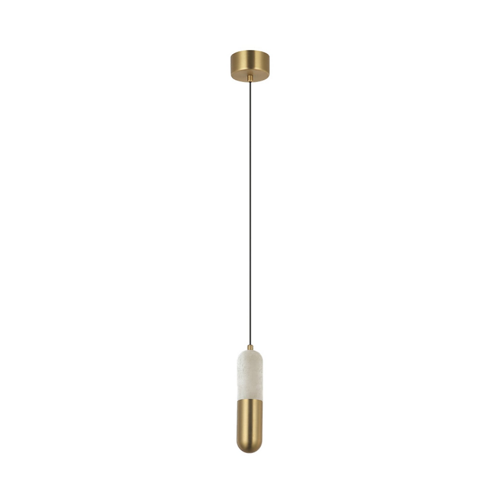 LED-hengelampe 2545 messing/hvit Ø 5 cm metall/alabast, dimbar