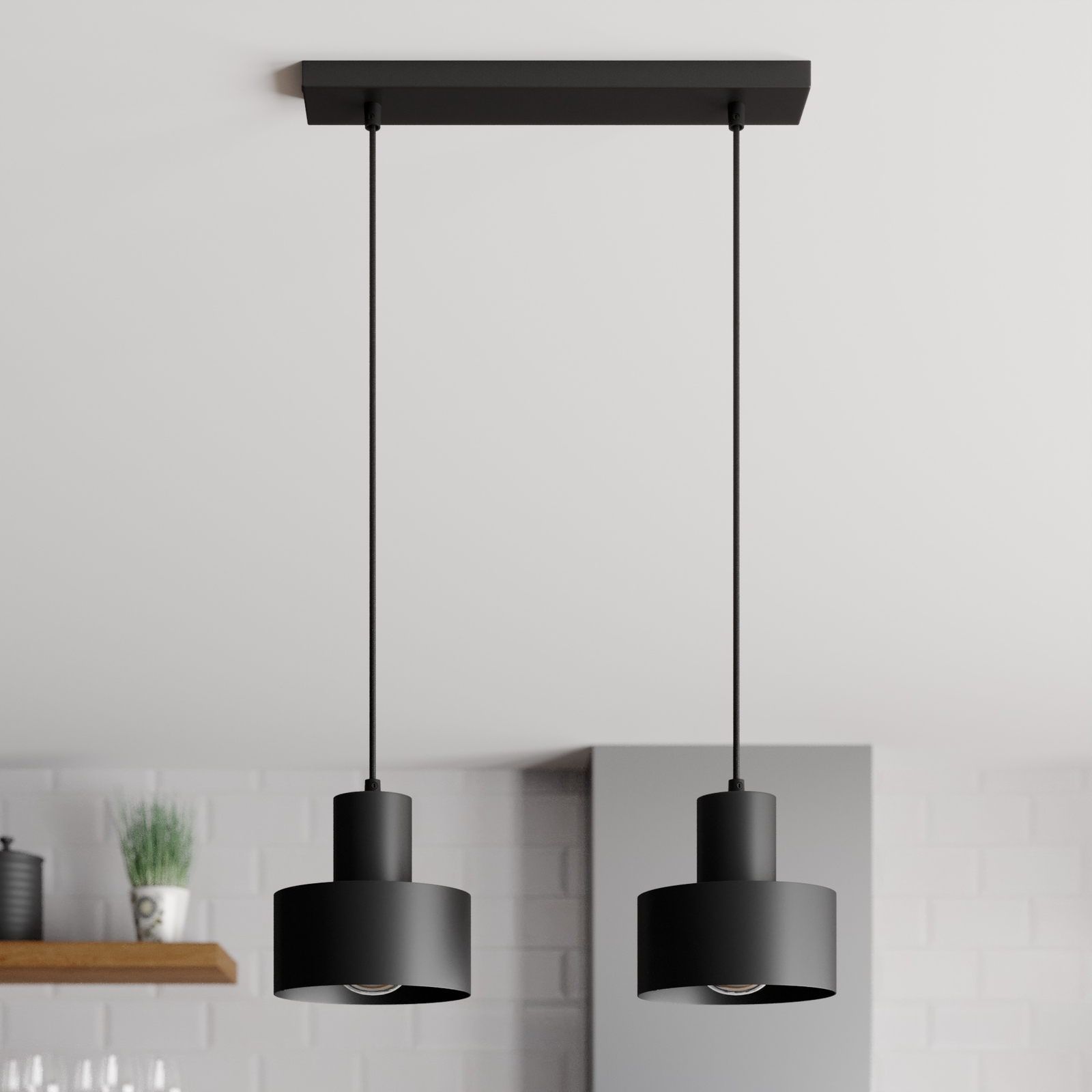 Hanglamp Rif, lineair, 2-lamps, zwart