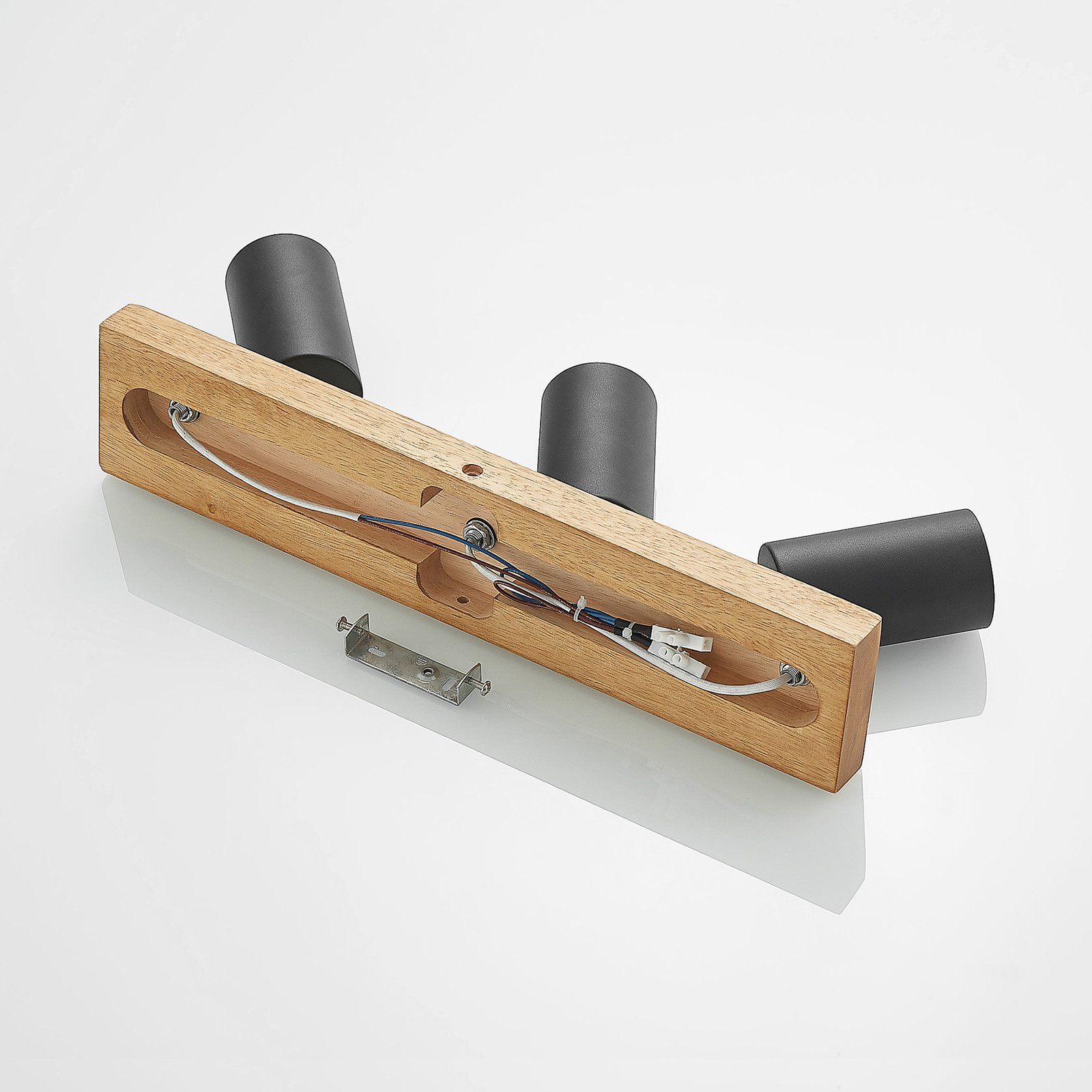 Maniva 3 Deckenleuchte Black/Wood - Lindby