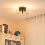 Lindby Hedvig ceiling light, round, black, 3-bulb
