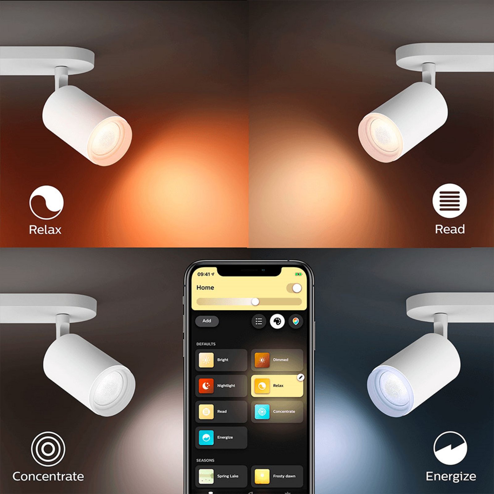 Fugato Spot 4 Plafonieră Bluetooth White/Color Amb. White - Philips Hue