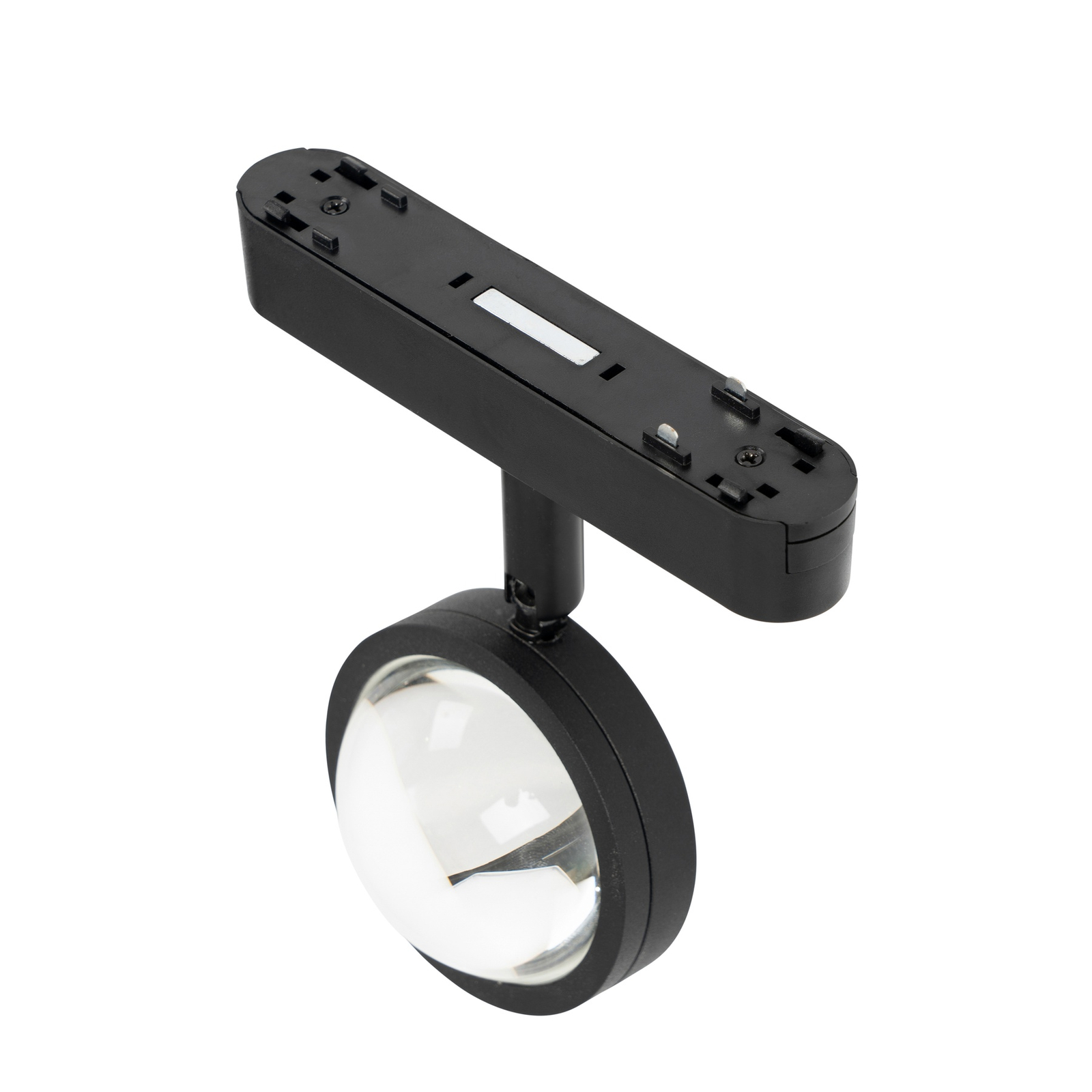 Lindby LED reflektor 48 V Lumaro, čierny, Ø 7,3 cm, hliník