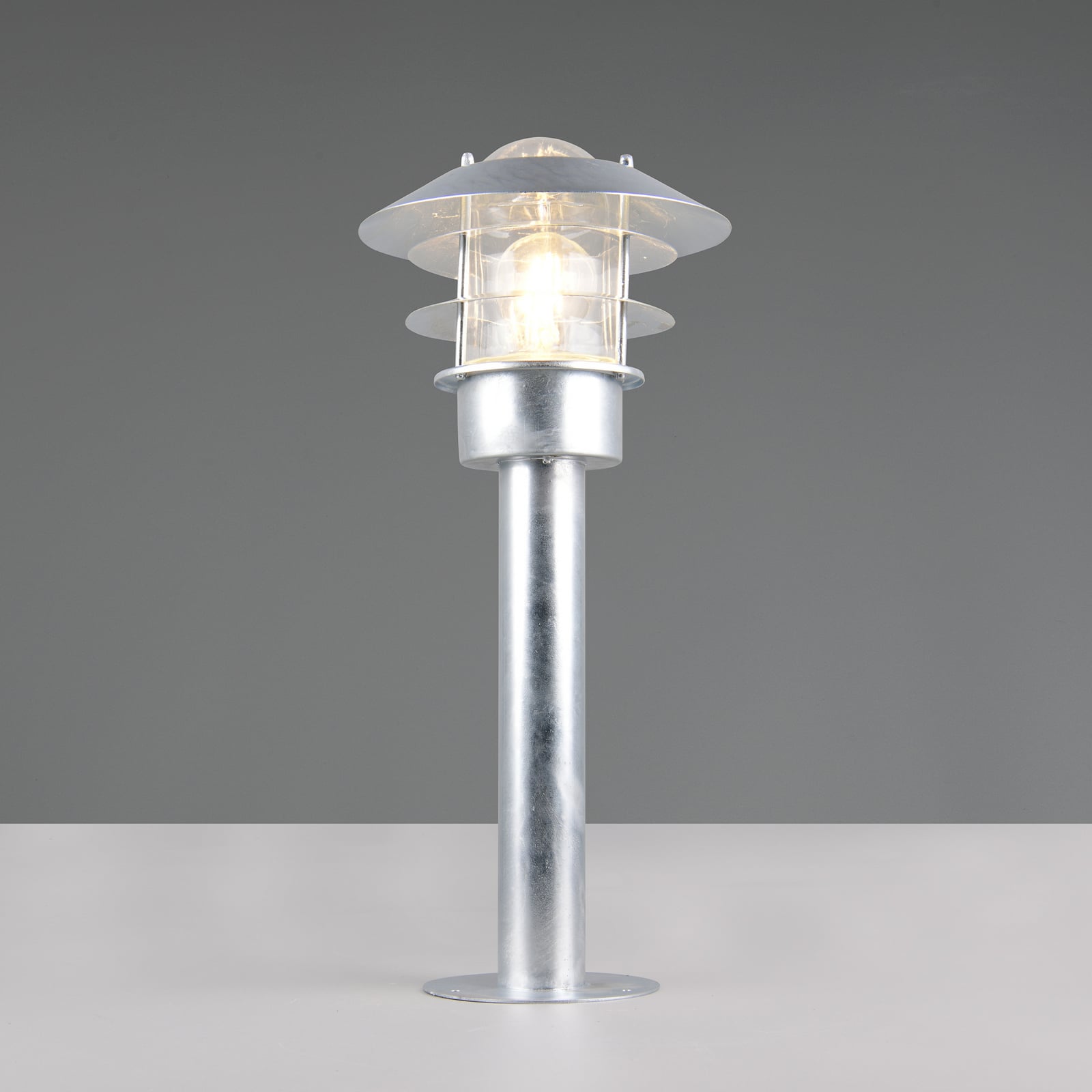 Sockellampe Ruvuuma, zinkfarben, Höhe 50 cm, Metall, IP44