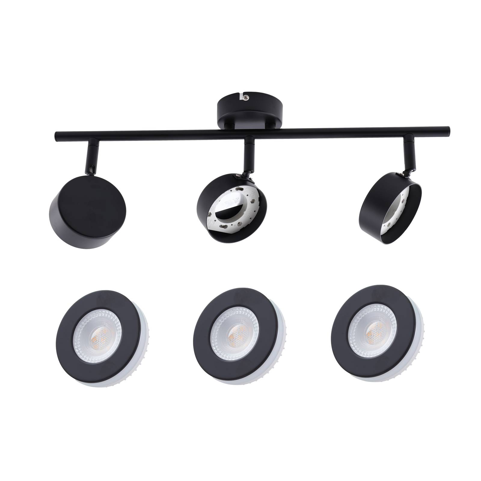 Lindby Spot Jyla, noir, GX53, 2.700 K, à 3 lampes