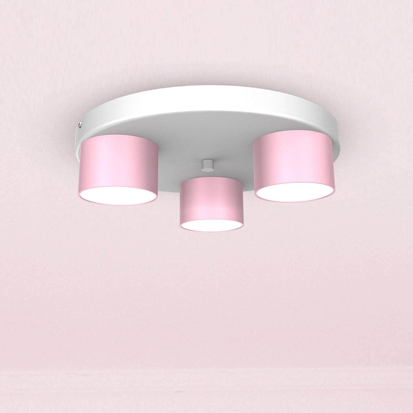 Deckenleuchte Cloudy Rondell dreiflammig rosa