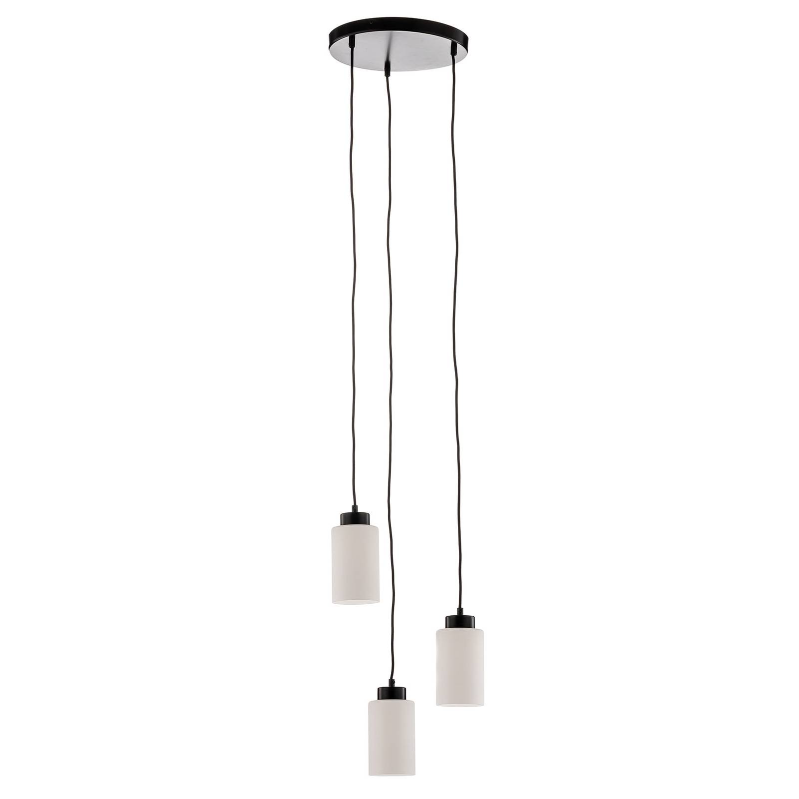 Suspension Vitrio 3 lampes ronde noire/blanche