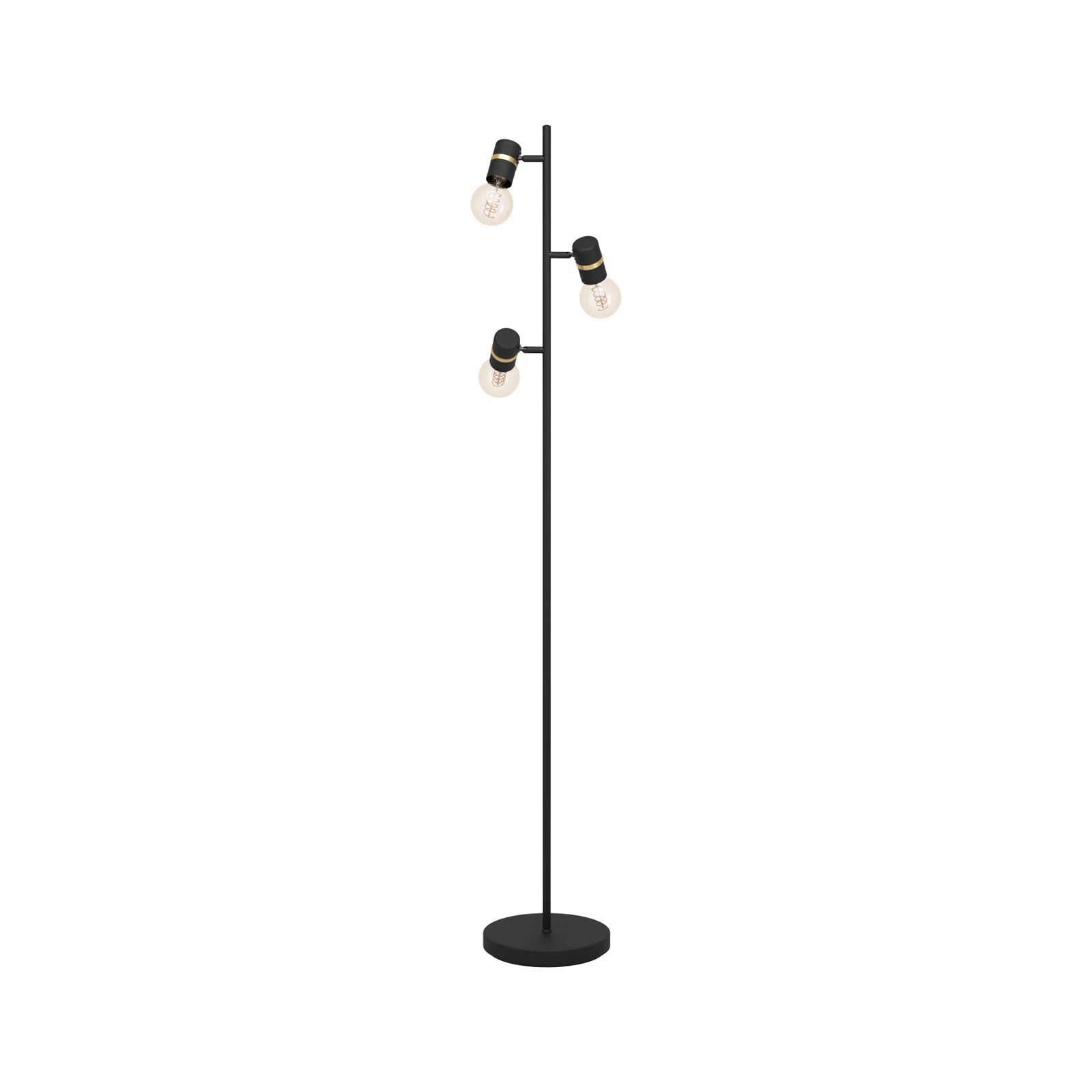 Lámpara de pie Lurone, negro, 3 luces
