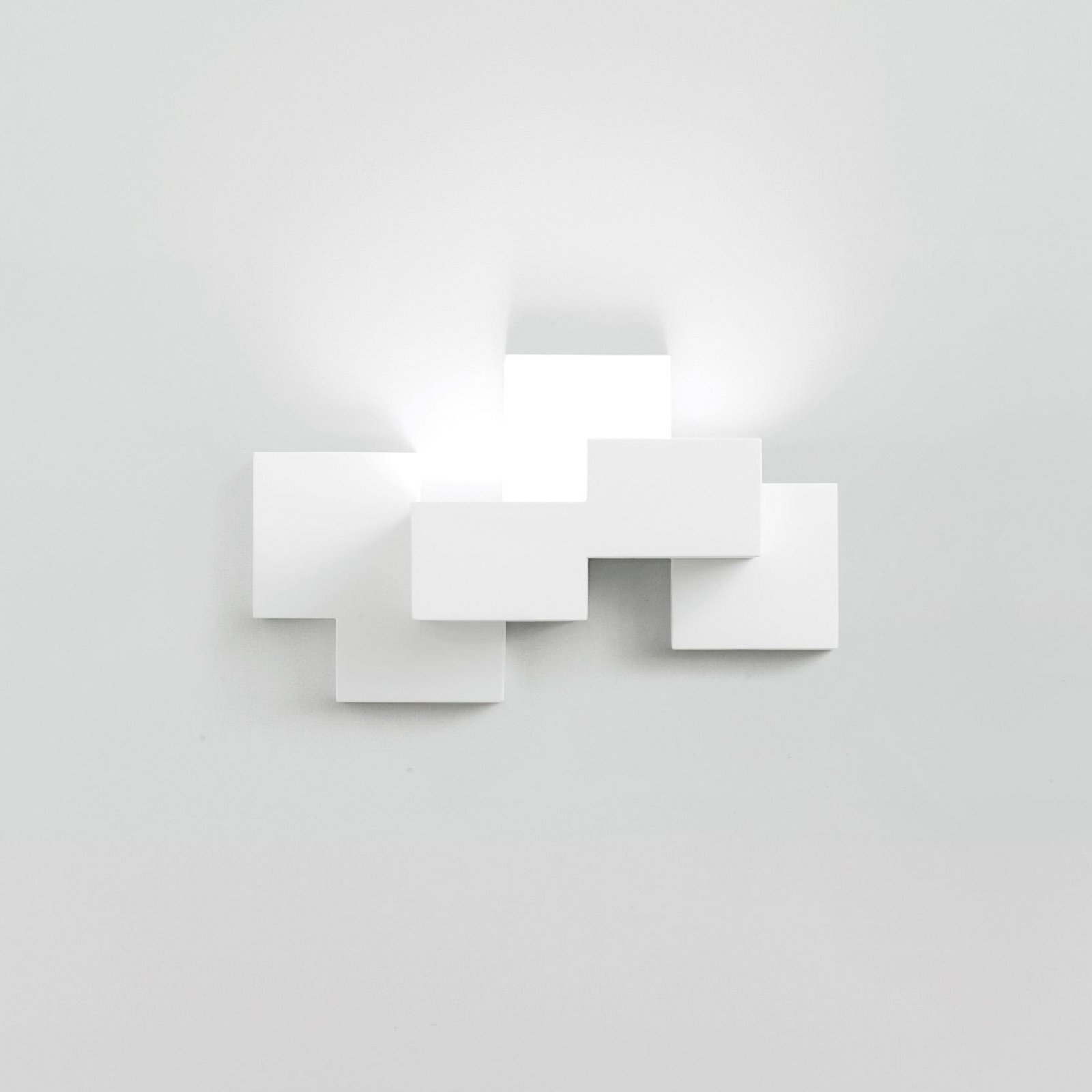 Side wall light, 38.5 cm wide, white, plaster, GX53