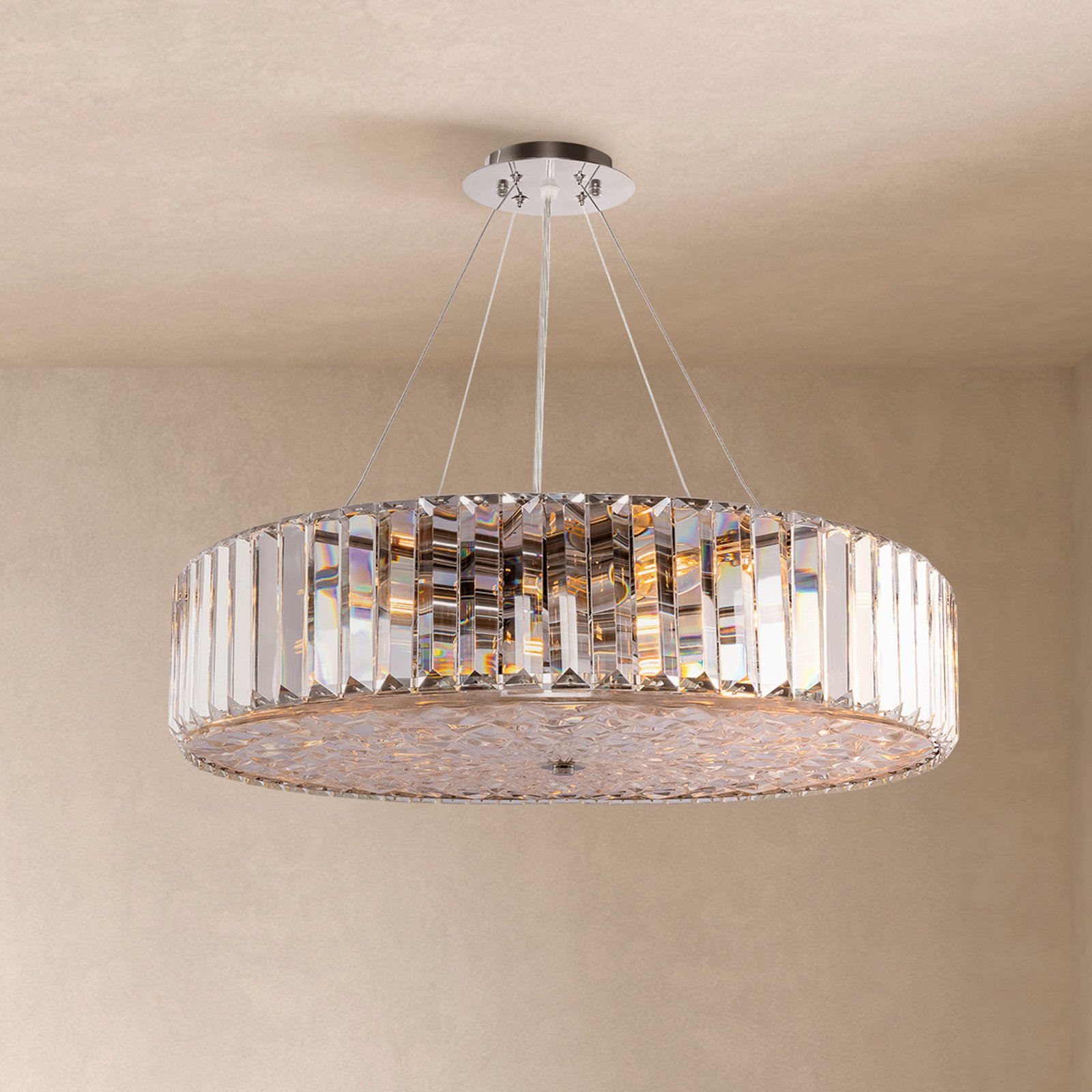 Maytoni Recinto pendant light, Ø 53 cm, glass, 8 x E27