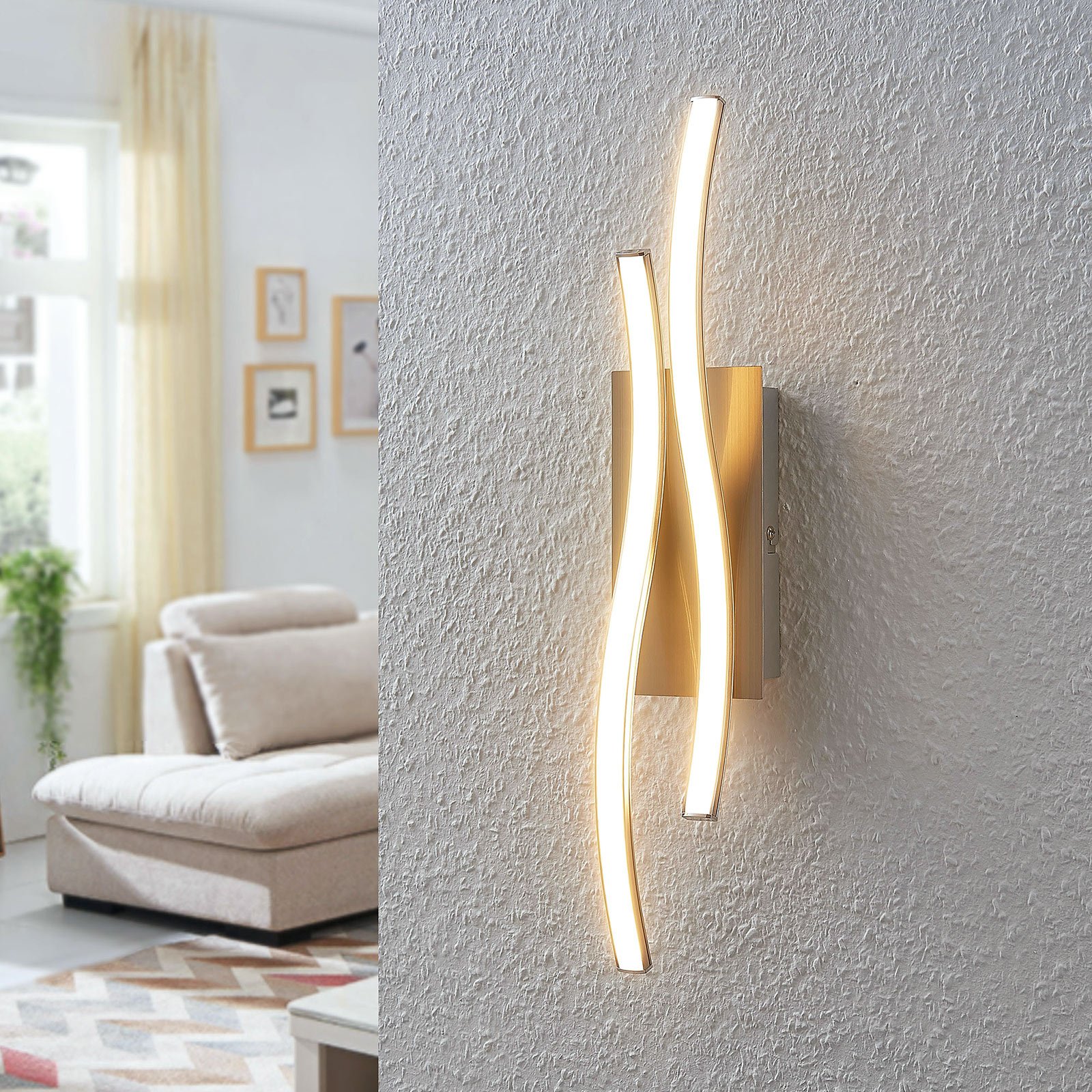 Safia Vegglampe Nickel/White - Lindby