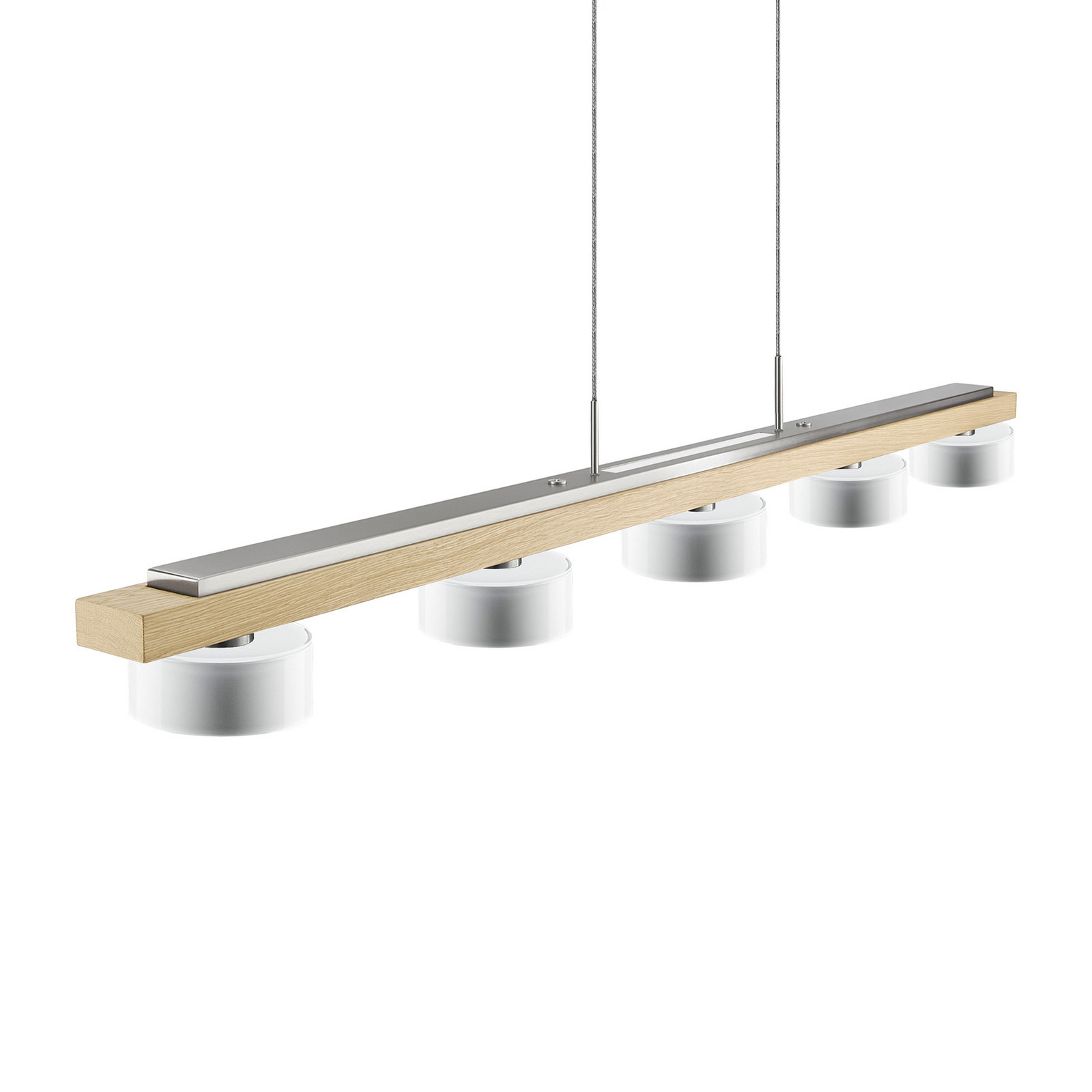 HerzBlut Estelle lampă suspendată stej rust nat - Camera de zi / sufragerie - modern - stejar rustic natur alb-opal nichel mat - Lemn