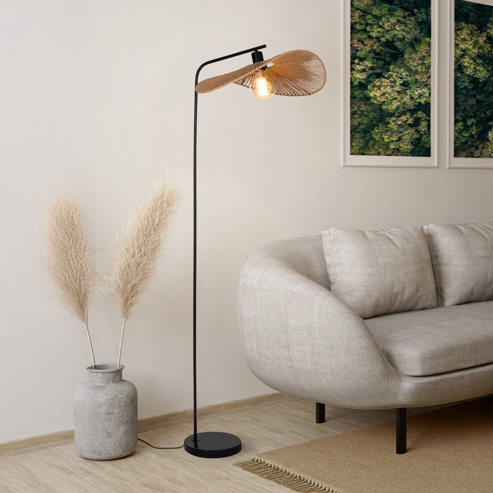 EGLO Lampadar Siruela maro înălțime 160 cm cablu din hârtie E27 - Camera de zi / sufragerie - maro negru - Hârtie / Carton