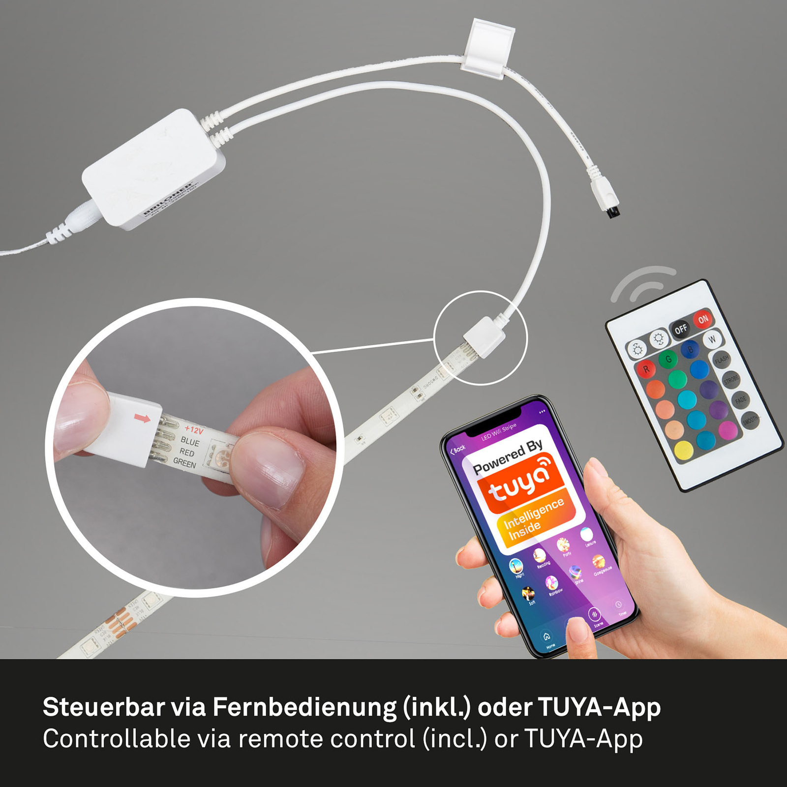 LED-RGB-Strip WiFi, 500cm, mit Fernbedienung