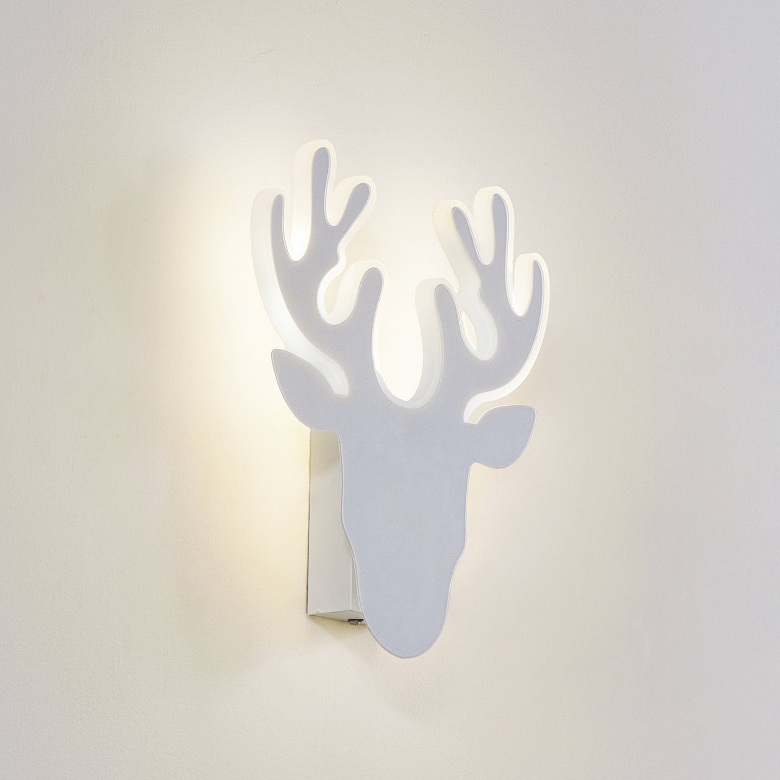 Applique murale LED Lindby, blanc, métal, renne