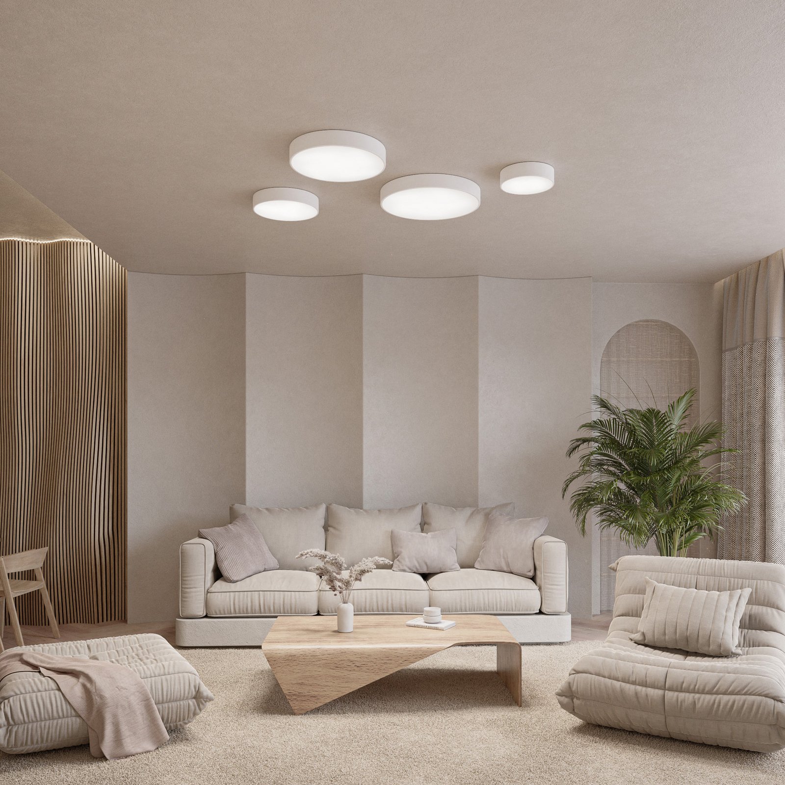 Candeeiro de teto Cleo 200, branco, sensor, IP20, Ø 20 cm, E27 Candeeiro de teto Cleo 200, branco, sensor, IP20, Ø 20 cm, E27