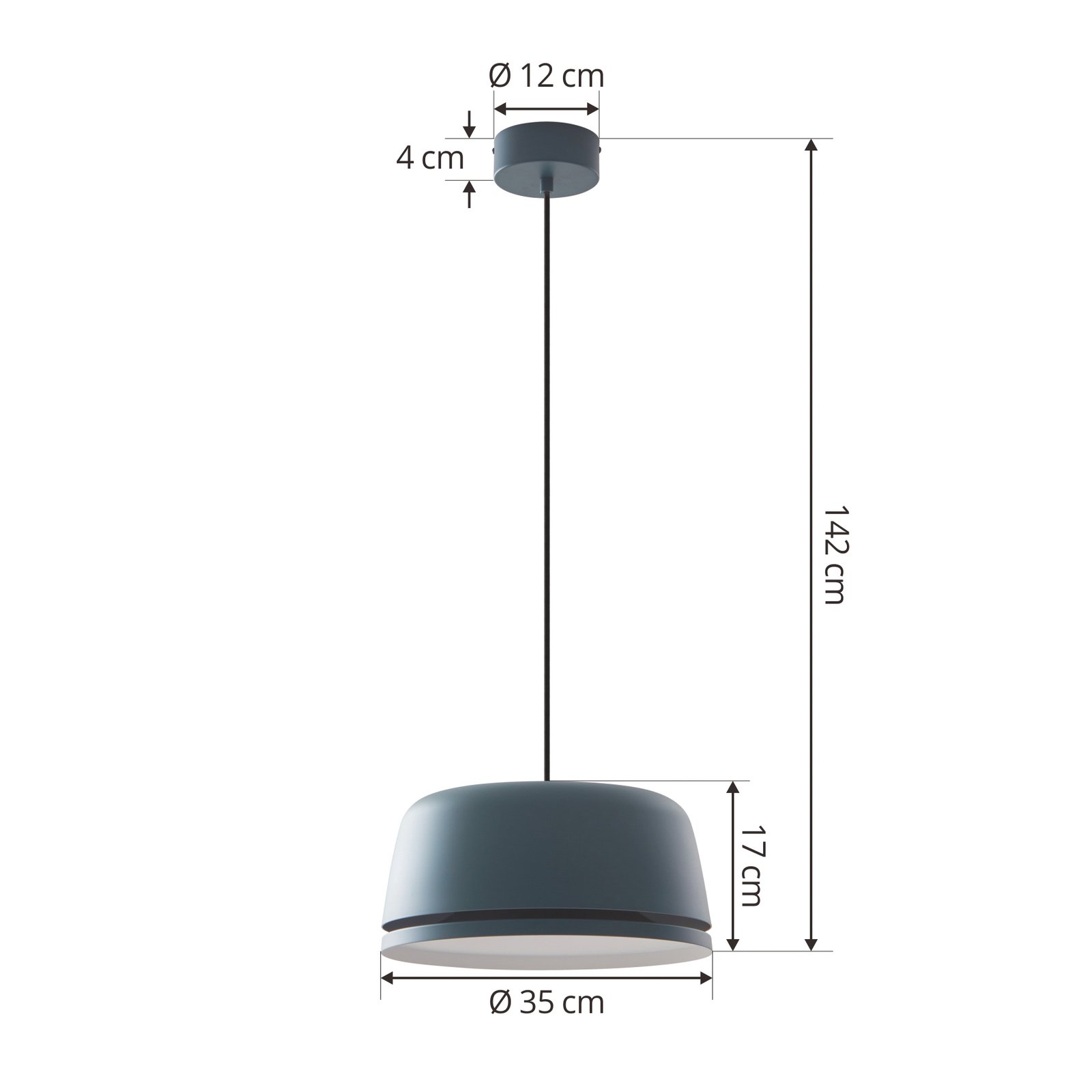 Lucande LED pendant light Faelinor, blue, aluminium, Ø 35 cm