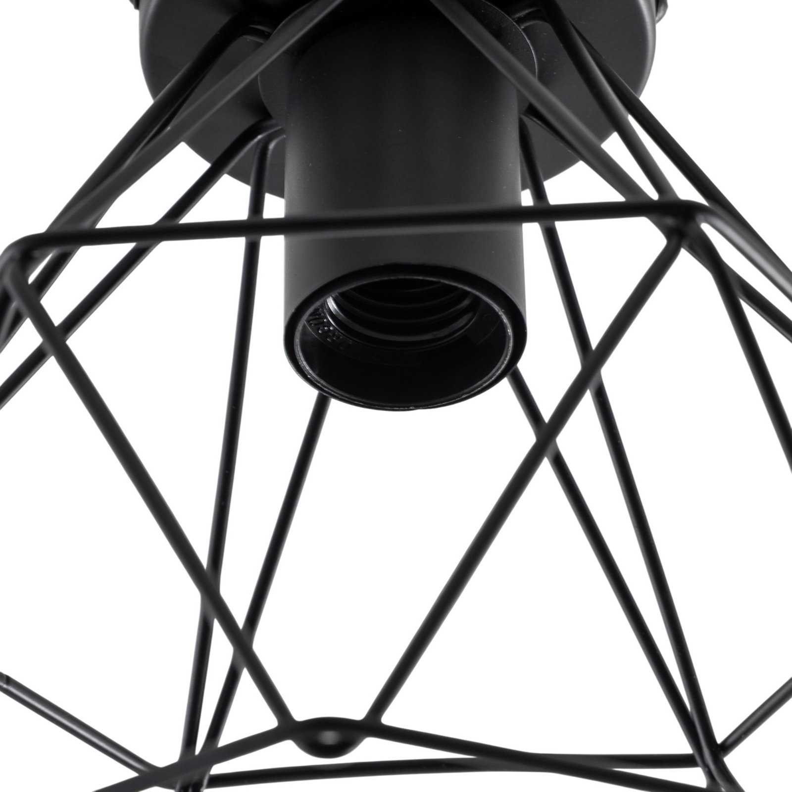 Plafondlamp Patara, zwart, Ø 20 cm, roosterkap, metaal