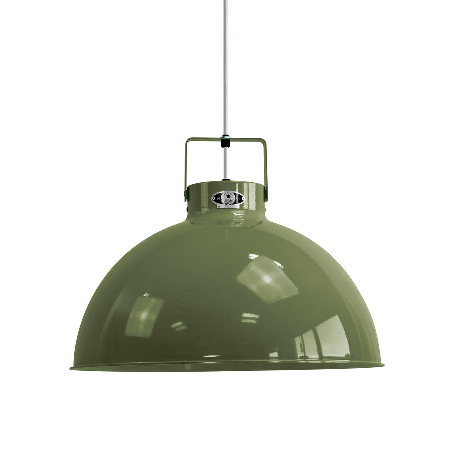 JIELDÉ Jieldé Dante D450 hanging light olive green Ø 45cm, for Living / Dining Room, aluminium, E27, 100 W, energy efficiency: A++, H: 33 cm
