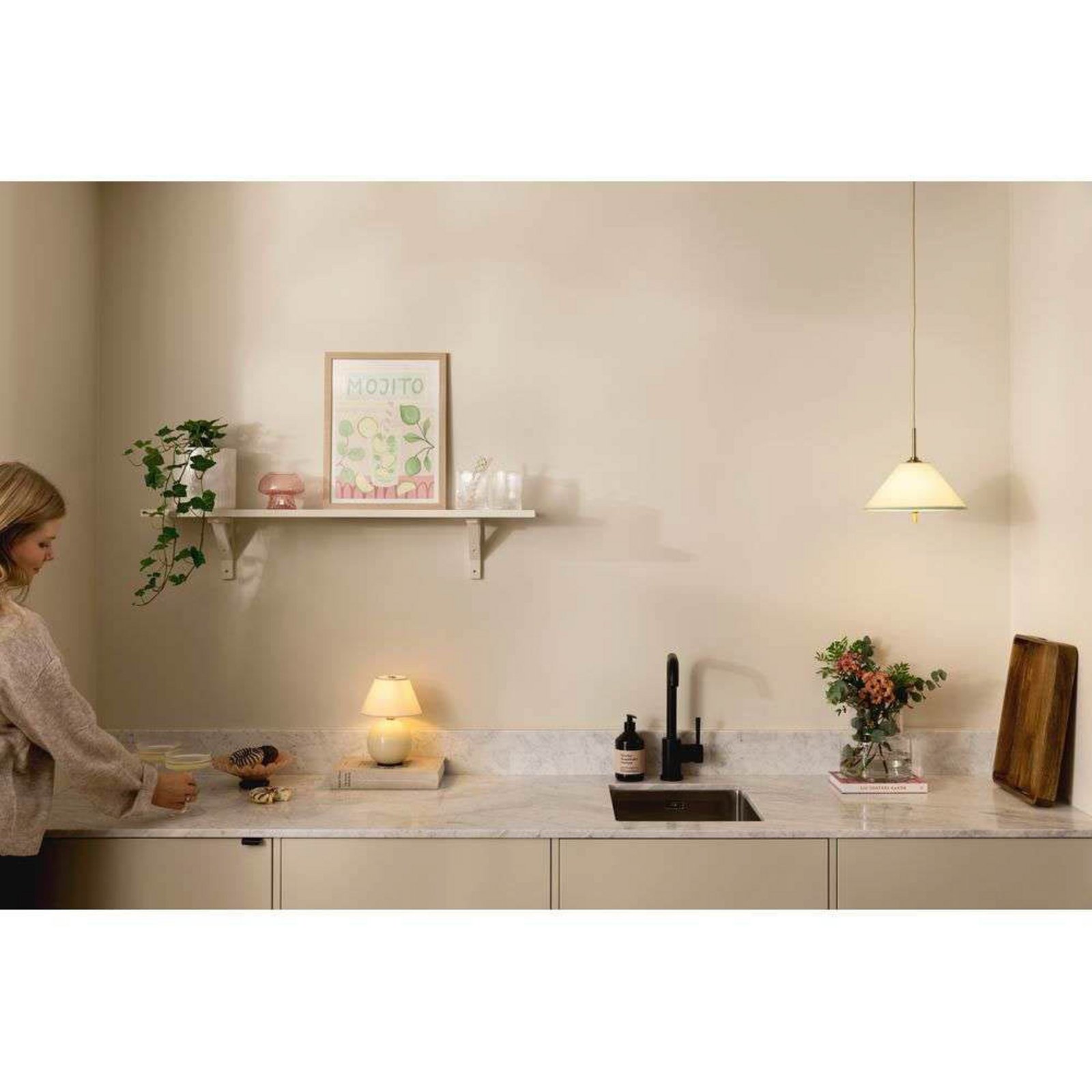 Globen Lighting Akku-Tischleuchte IRIS, creme, Höhe 23 cm