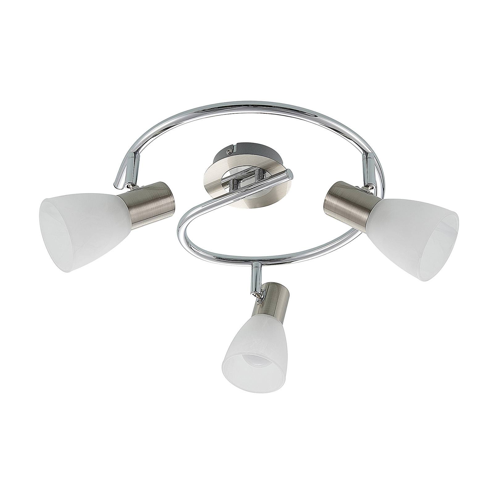 elc - kamiran spot sufitowy led, 3-punktowy, do salonu / jadalni, stal szlachetna, szk?o, e14, 4.5w, wys. 20.4 cm
