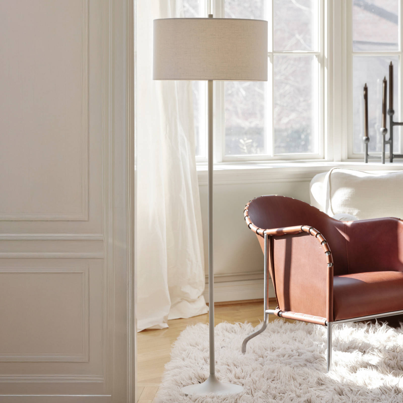 Piantana Soft, bianco/sabbia, altezza 149,5 cm, lino - Belid