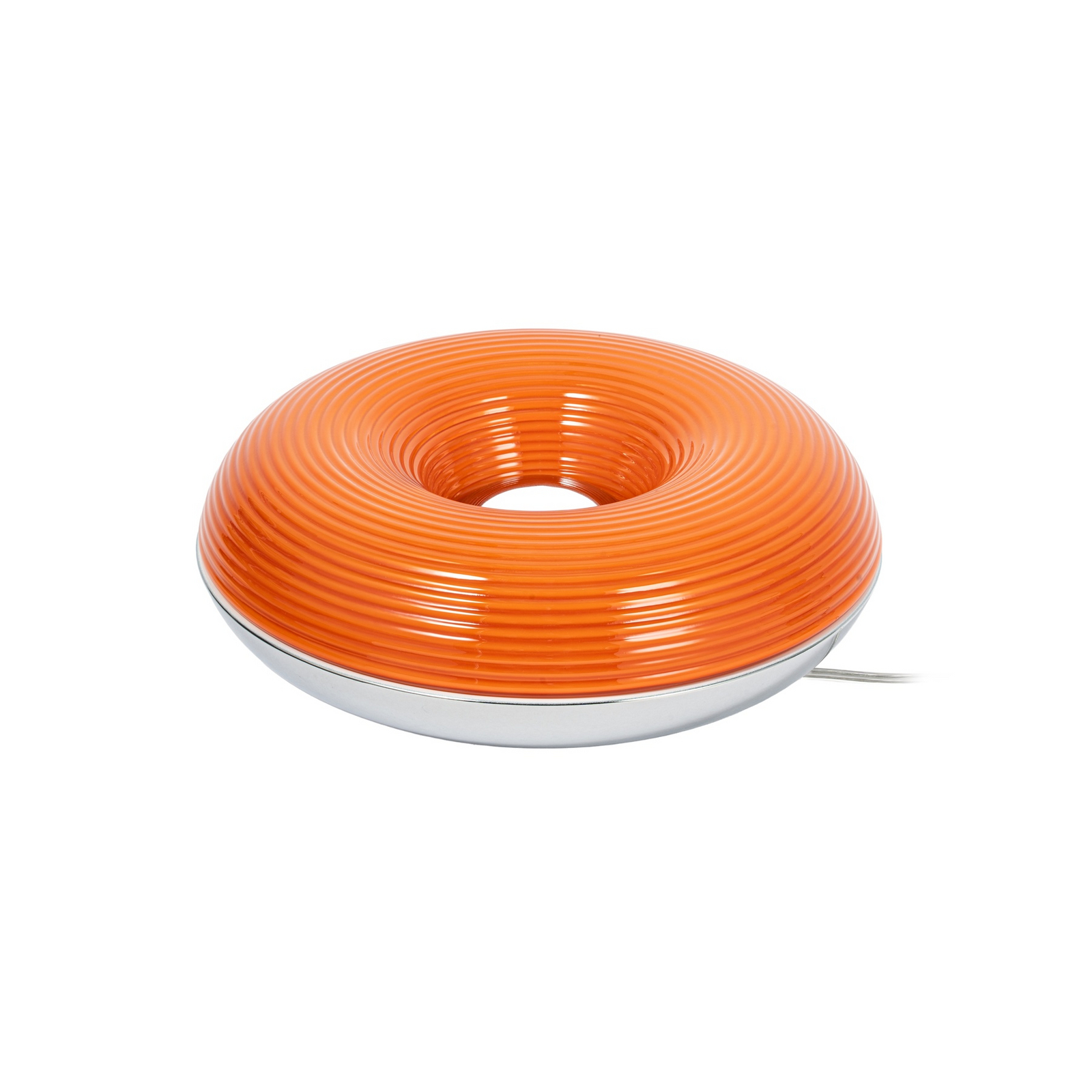 Lindby LED-Tischleuchte Fjora, orange/chrom, Ø 30cm, dimmbar
