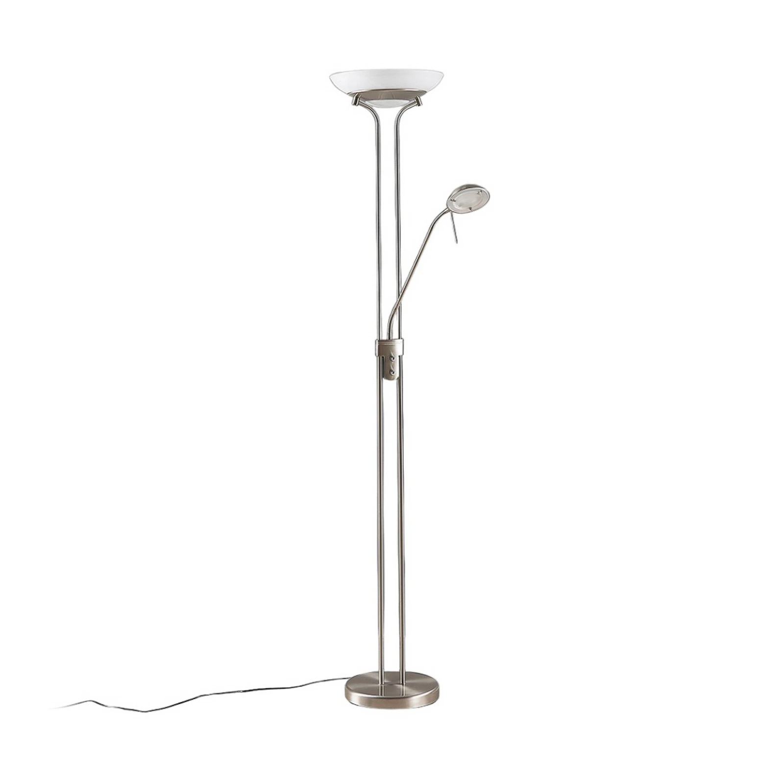 Lindby LED podna lampa Yveta, boja nikla, metalna, prigušiva