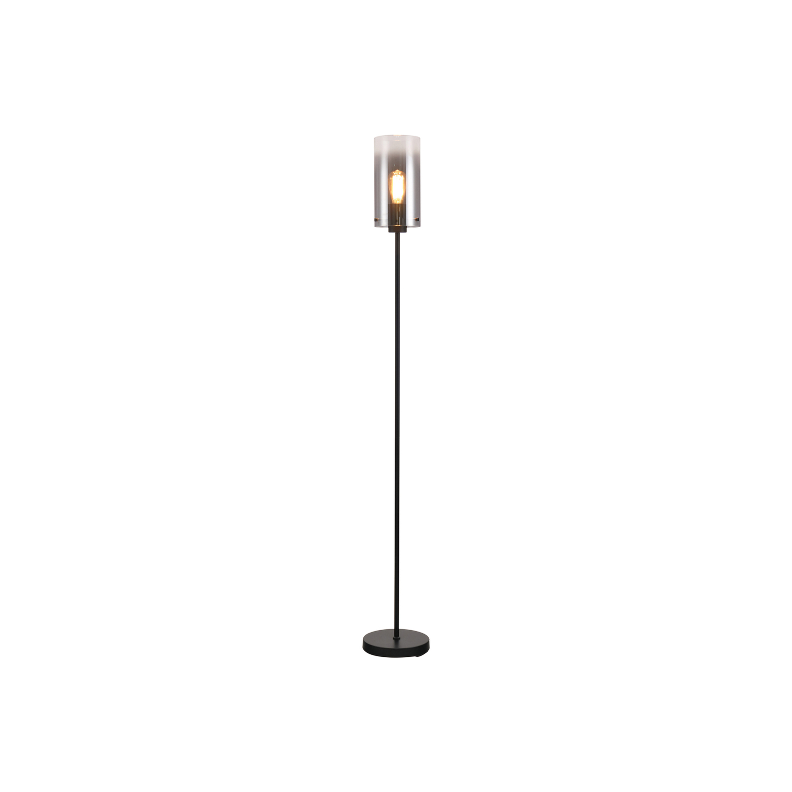 Stehlampe Ventotto, schwarz/rauch, Höhe 165 cm, Metall/Glas