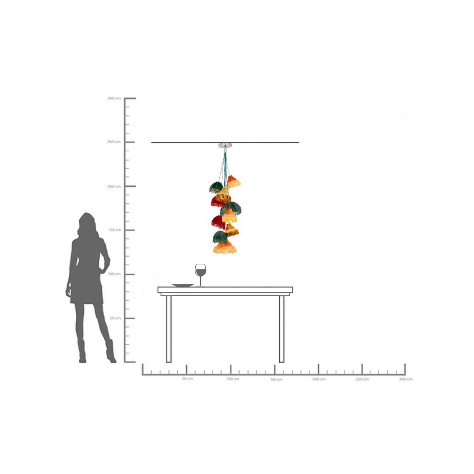 KARE Hängeleuchte Saloon Fringes, mehrfarbig, 10-flg., E14 günstig online kaufen