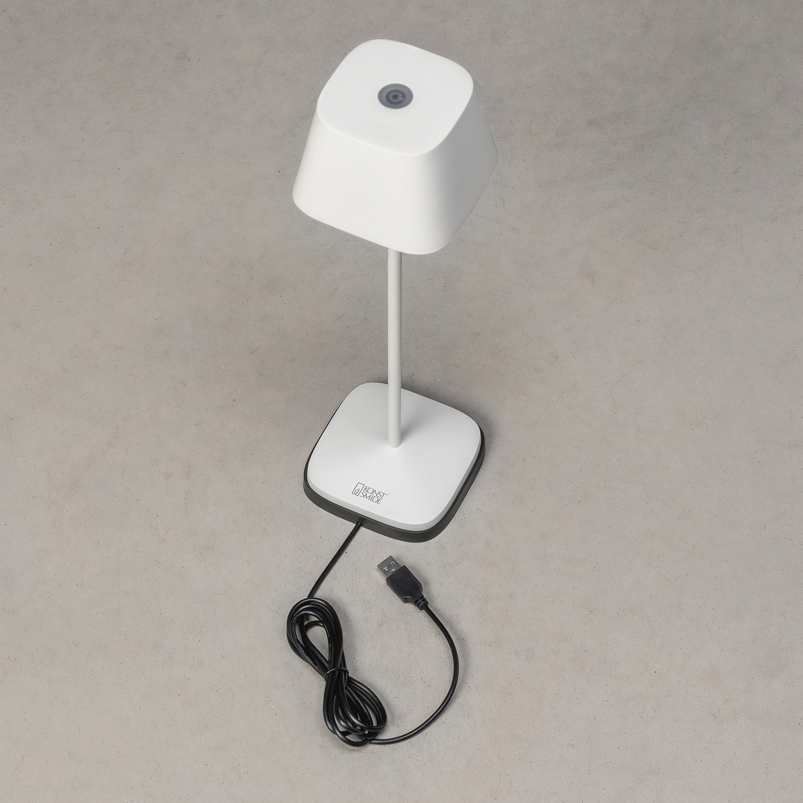 Stolová LED lampa Capri do exteriéru, biela