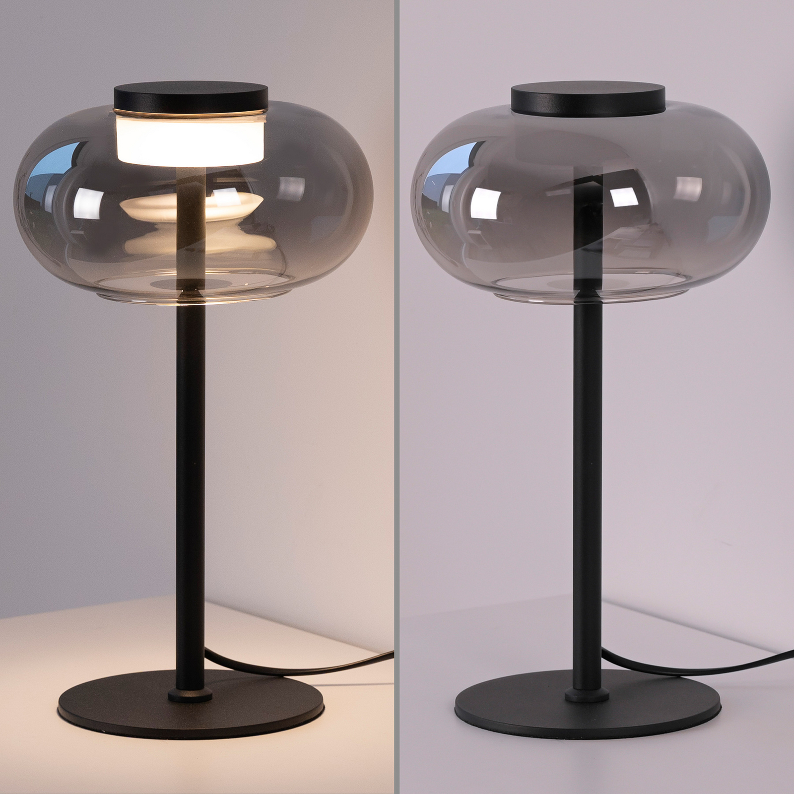 Schöner Wohnen LED-pöytälamppu Sia, musta/savuharmaa 3 000 K Schöner Wohnen LED-pöytälamppu Sia, musta/savuharmaa 3 000 K