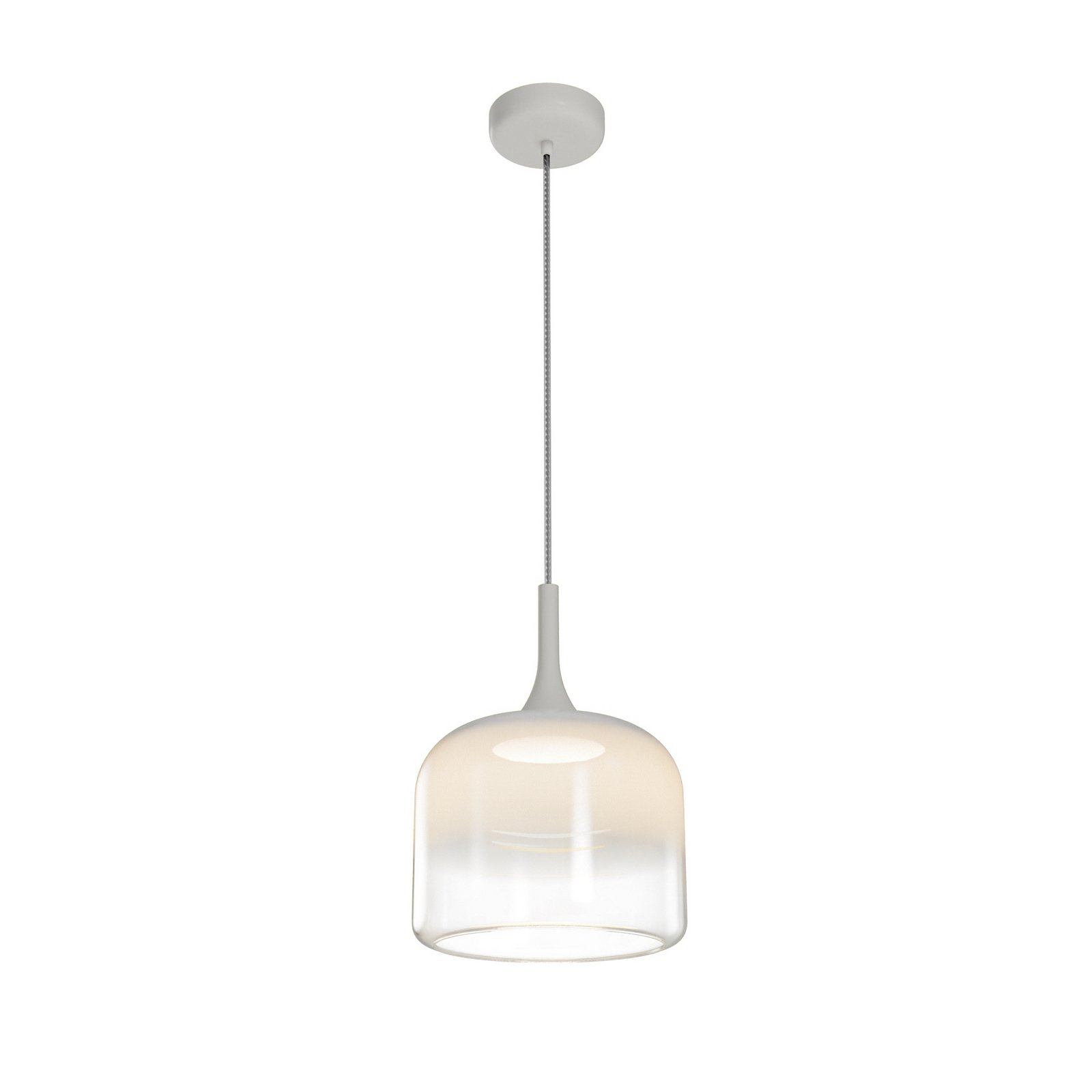 Maytoni LED-riippuvalaisin Spirito, valkoinen, lasi/metalli, Ø 26 cm