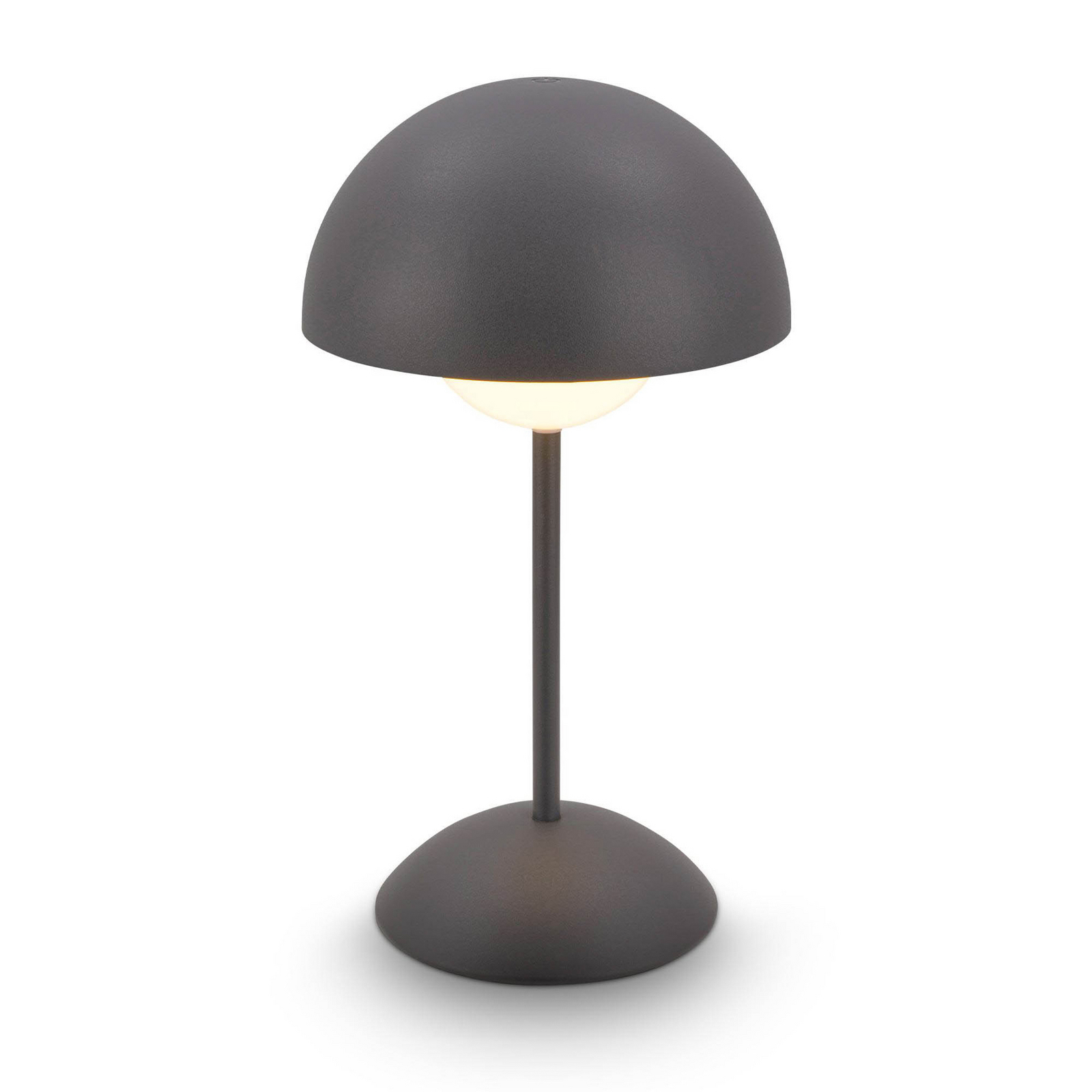 LED rechargeable table lamp Kugle, anthracite, metal, IP44, dimmable.