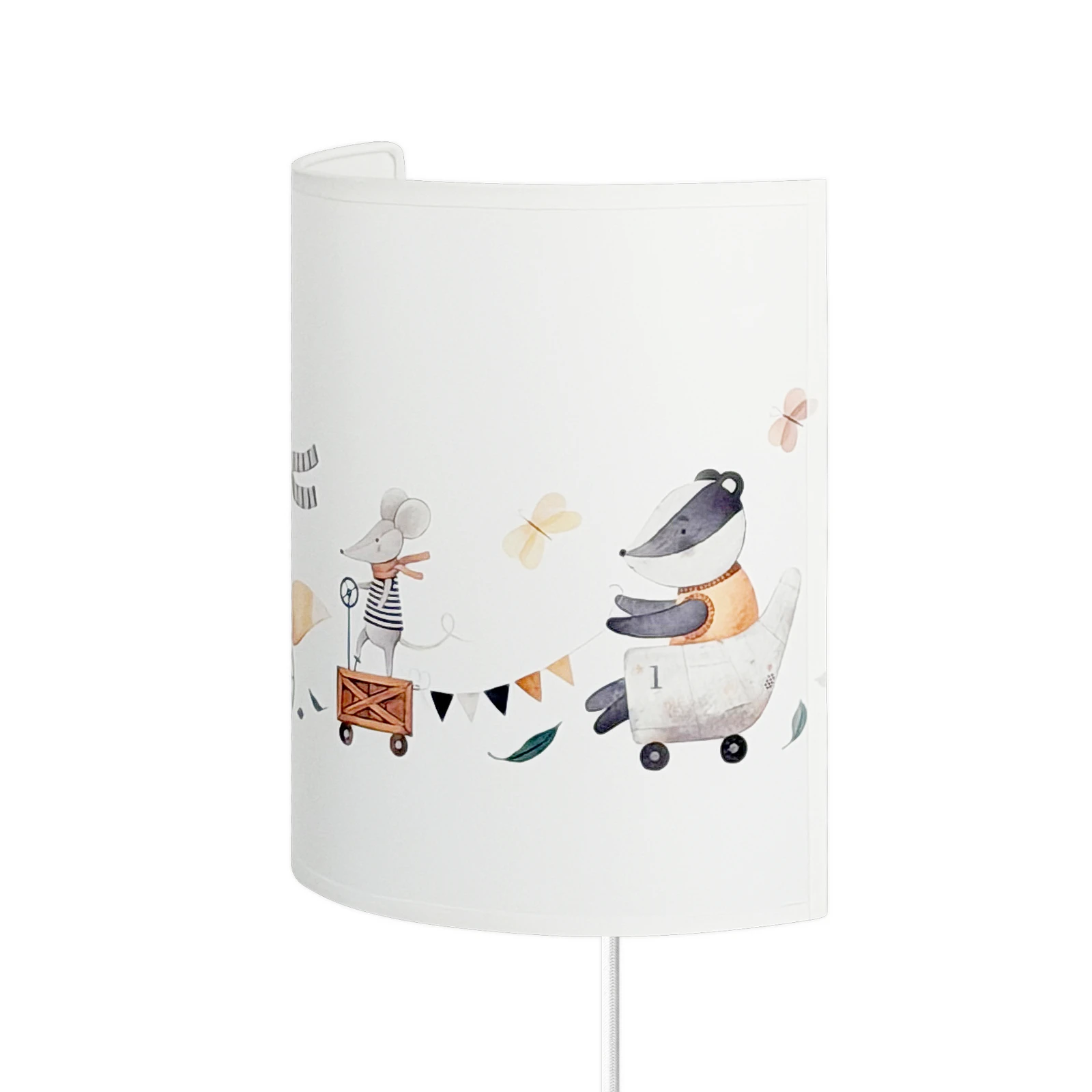 Kinder-Wandlampe Kids Print weiß/bunt, 24cm, Stecker, Textil