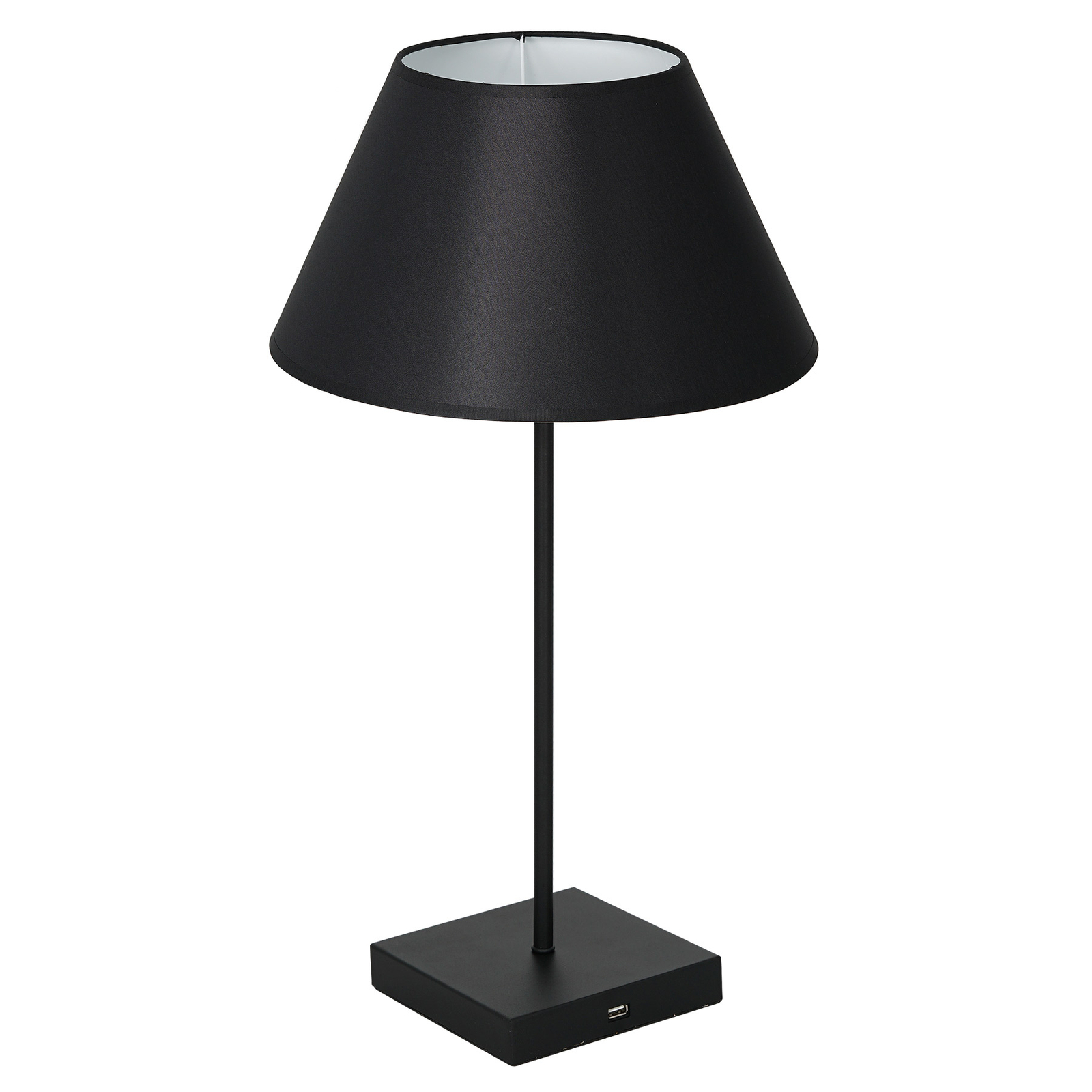 Lampa stołowa Table, klosz stożkowy, czarno-biała